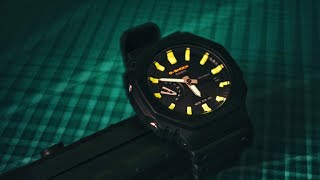 Casio G-Shock GA-2100/2110 lume mod, hand alignment, black bezel and strap