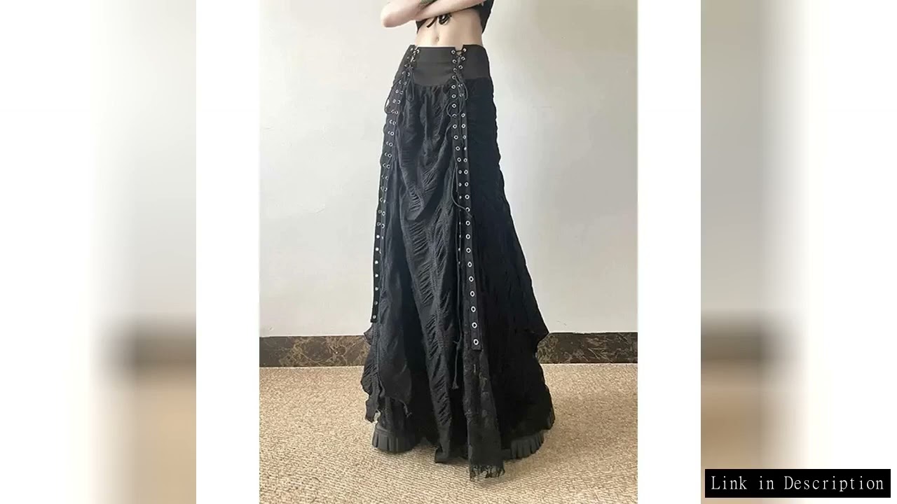 MEXZT Y2K Lace Mesh Long Skirt Women Harajuku Vintage Patchwork Bandage Black Skirts Gothic Aestheti