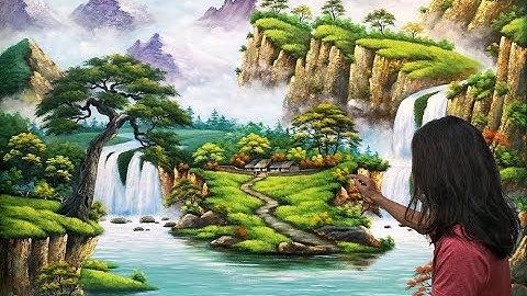 Vẽ tranh tường 3d phong cảnh sơn thủy. Liên hệ vẽ tranh: 0969.033.288/Đào tạo các khóa học vẽ tranh.