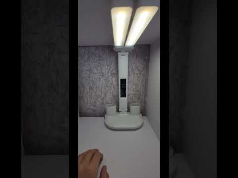 Світлодіодна настільна лампа трансформер на акумуляторі з дисплеєм 12в1 Tech Lamp - багатофункціональна з подвійним джерелом світла, календарем, термометром та тримачем для ручок, біла
