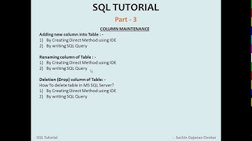 SQL Tutorial 3: How To Create,Select,Rename and Delete Table by Query in SQL?