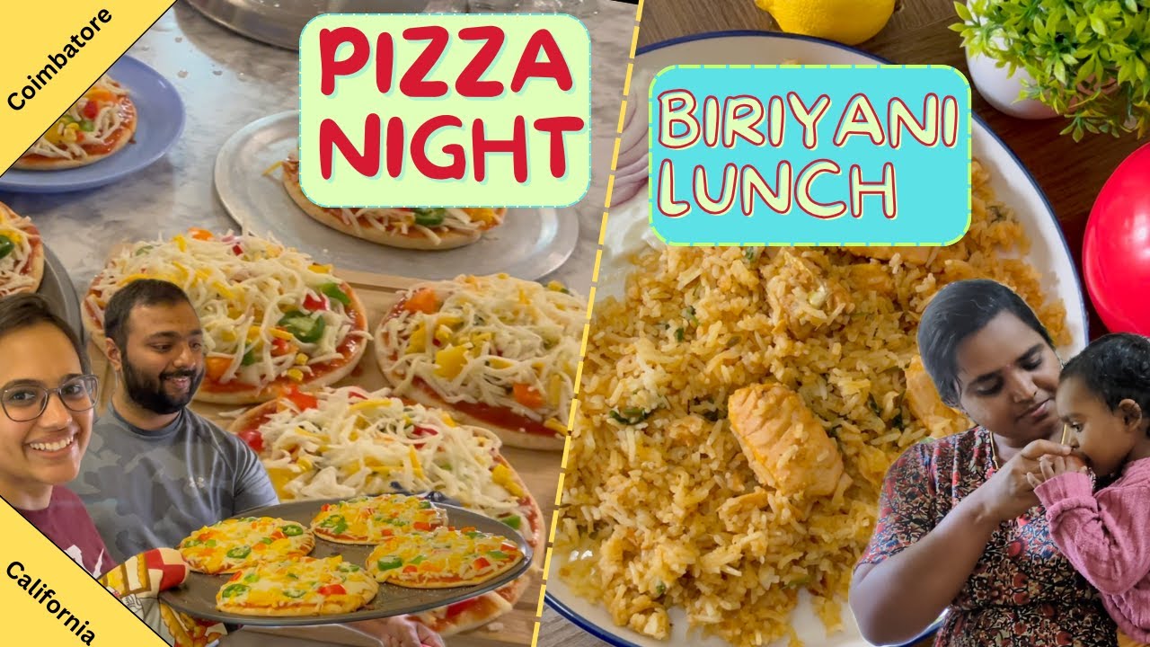 அமெரிக்காவில் பிரியாணி & பீட்சா சூப்பரா சாப்பிட்டோம்| PIZZA Party & Biriyani