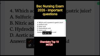 Bsc Nursing Exam 2026 🔥l most important question l Chemistry l #nursing #cnet