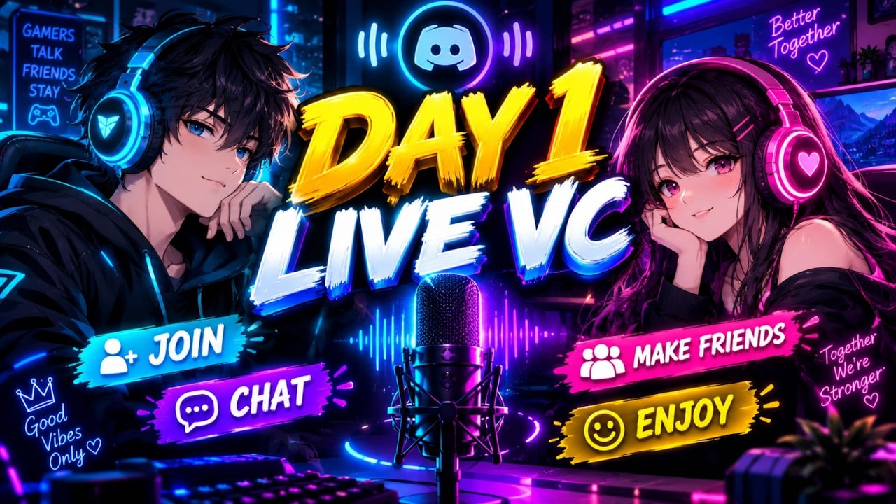 🔥 DAY 1 LIVE VC 🎧 | JOIN • CHAT • MAKE FRIENDS 💜 | GOOD VIBES ONLY 💙 ...