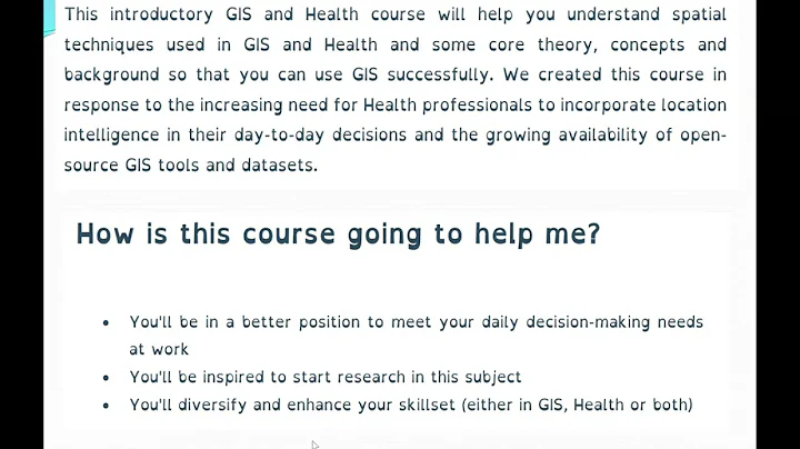 Public Health Geographic Information Systems: Course Introduction - Lecture 1