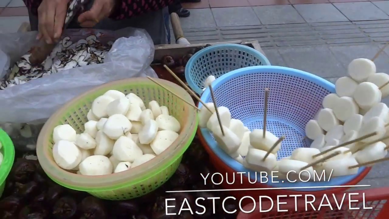 water chestnut peeling technique Chinese street food YouTube