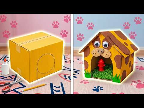 🐶 Building a Cardboard House for a Dog! 📦🏠 Fun DIY Pet Craft! ✨