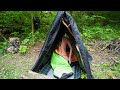 SOLO YOUNG GIRL IN THE FOREST, BUILT A SHELTER WHAT TO SLEEP/SOUNDS OF NATURE FOOD-ASMR #bushcraft