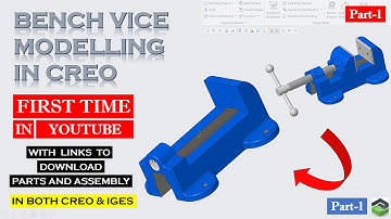 " BENCH VICE " PART-1 in Creo, Full tutorial video with detailed explanation.