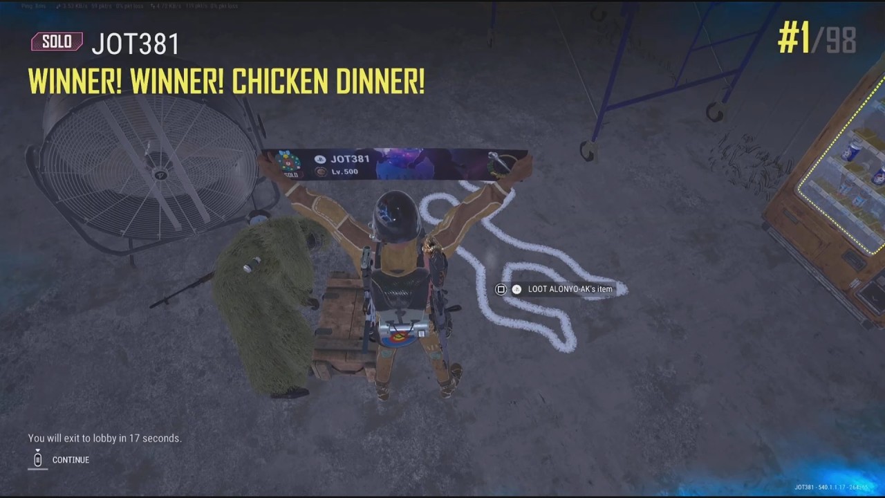 JOT381 PUBG 030326 TAEGO 5 KILLS 2384th SOLO WIN 1/98 CHICKEN DINNER SOLO