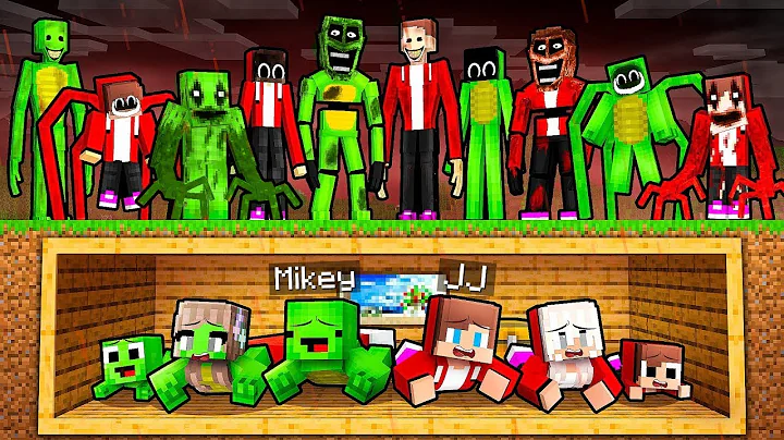 JJ and Mikey Family Secret Bunker vs Scary Monsters Battle in Minecraft - Maizen