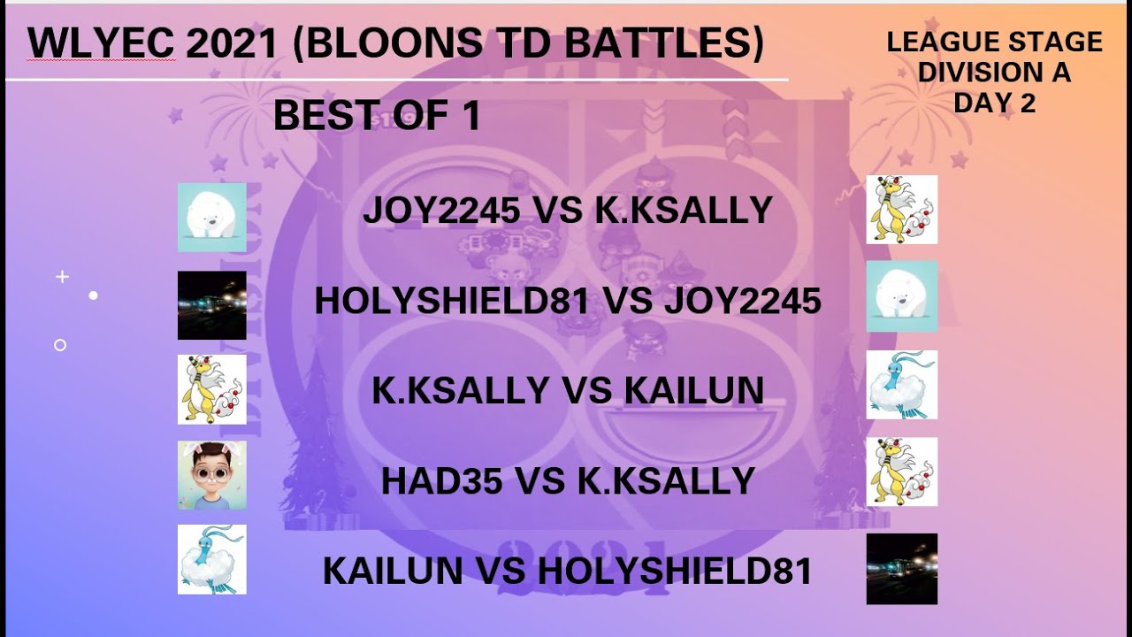 BTD Battles Tournament - WLYEC 2021 - League Stage - Division A - Day 2