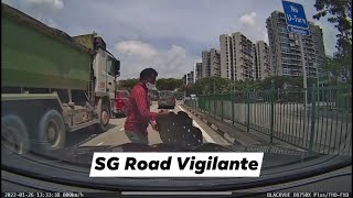 26Jan2022 Truck Driver Helping Camcar To Remove Object Stuck On Vehicle