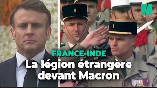 Emmanuel Macron devant la légion étrangère en Inde