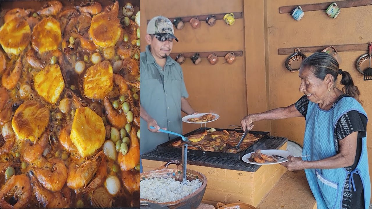 CAMARONES EN SALSA DE PIÑA, Con Aceitunas y Pasta, Una Comida De Restaurante | Doña Lupita