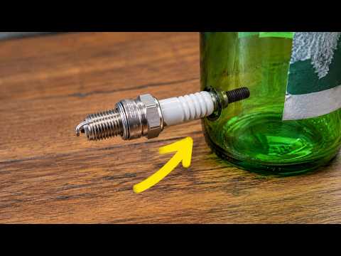 No Glass Cutter Needed 😱! Easy Way to Cut a Glass Bottle in Half with just a Spark Plug!