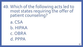 PTCB PTCE Practice Test Question 49 - Federal Act for Patient Counseling (Pharmacy CPhT Test Prep)