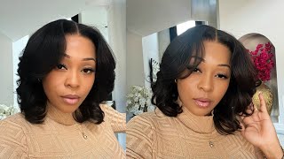 Extremely Natural Wig Install At Home For Beginners | Middle Part 14" Bob With Layer | MyFirst Wig screenshot 4