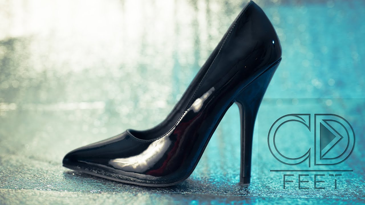 My new black shiny 14-centimeter high heels