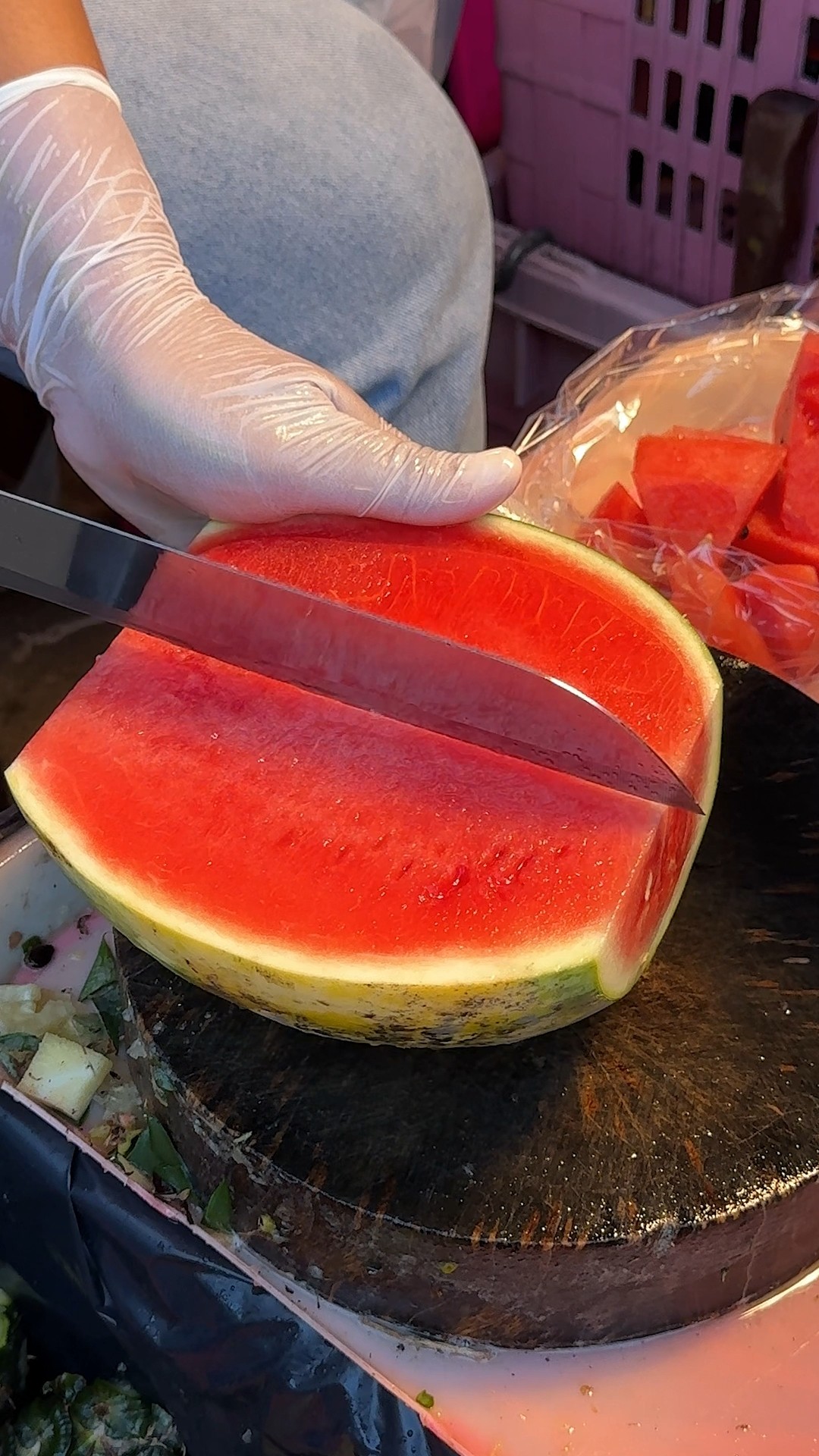 Only $0.6! Fresh Thai Watermelon - Fruit Cutting Skills