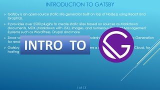 Introduction to Gatsby | What is Gatsby | Features | Why Gatsby | Pros and cons of Gatsby