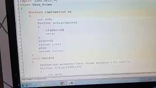 Twin Prime in Java ICSE Profile