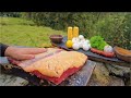 Ultimate Wilderness Steak Feast | Open Flame Campfire ASMR Sounds #food #cooking