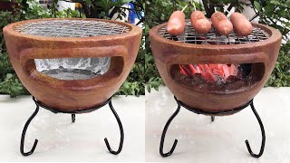 How to build a multipurpose oven with cement and plastic pots at home | DIY firewood stove