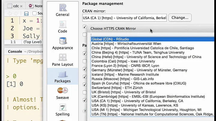 Changing Your CRAN Mirror in RStudio