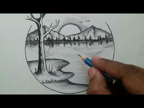 Nature Drawing Tutorial Step by Step for Beginners | Easy and Beautiful  Scenery Drawing of Nature - YouTube