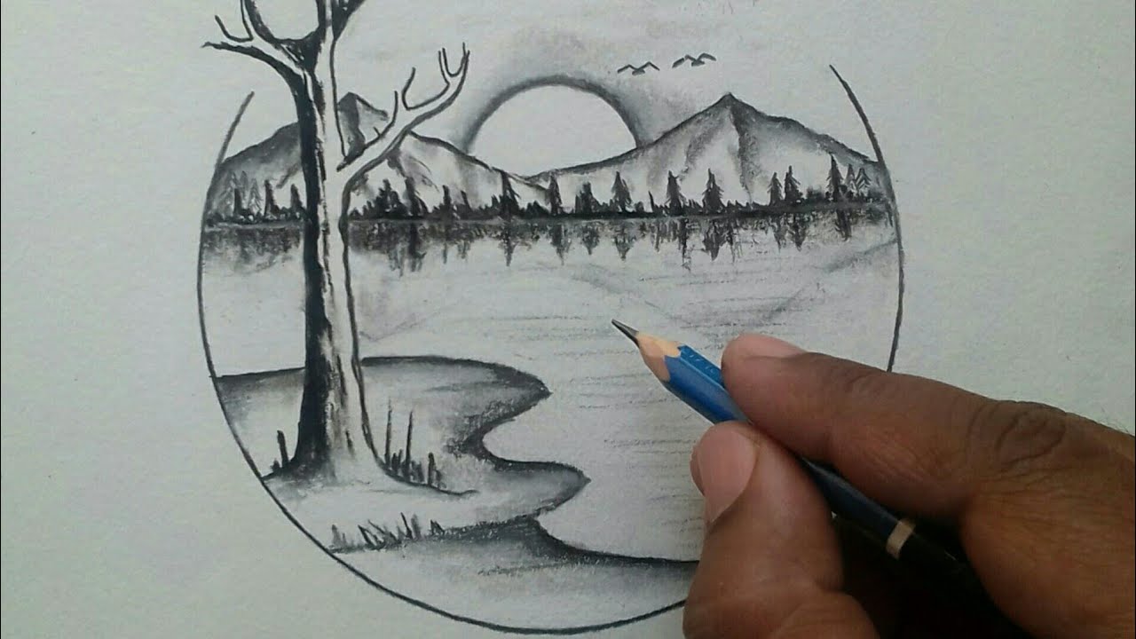 How to draw beautiful scenery of nature / easy drawing - YouTube