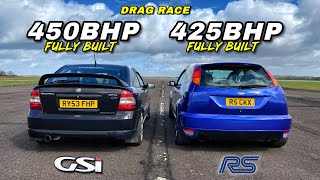 OLD RIVALS ON SMOKE.. 450BHP ASTRA GSI v 425BHP FOCUS RS