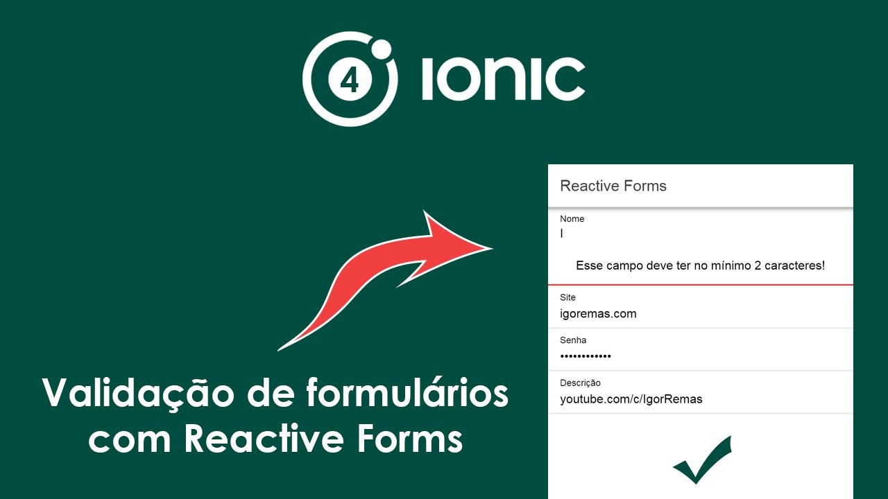 Ionic 4 - Validação de formulários com Form Builder - YouTube