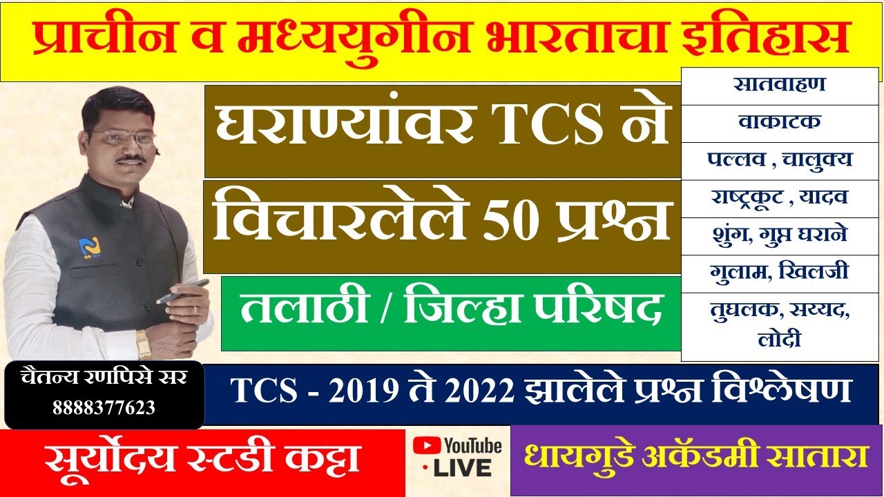 #प्राचीन व #मध्ययुगीन #इतिहास #घराने #TCS IBPS PATTERN |#तलाठी भरती # सरळसेवा  | #चैतन्य  रणपिसे  सर