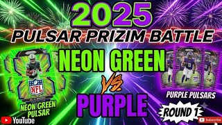 Round 1 2025 Neon Green Pulsar Prizims VS Purple Pulsar Prizims #panini #nfl #versus