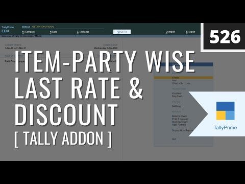 Tally Add-On | TallyPrime - Itemwise Partywise Last Rate Disc #TDLs