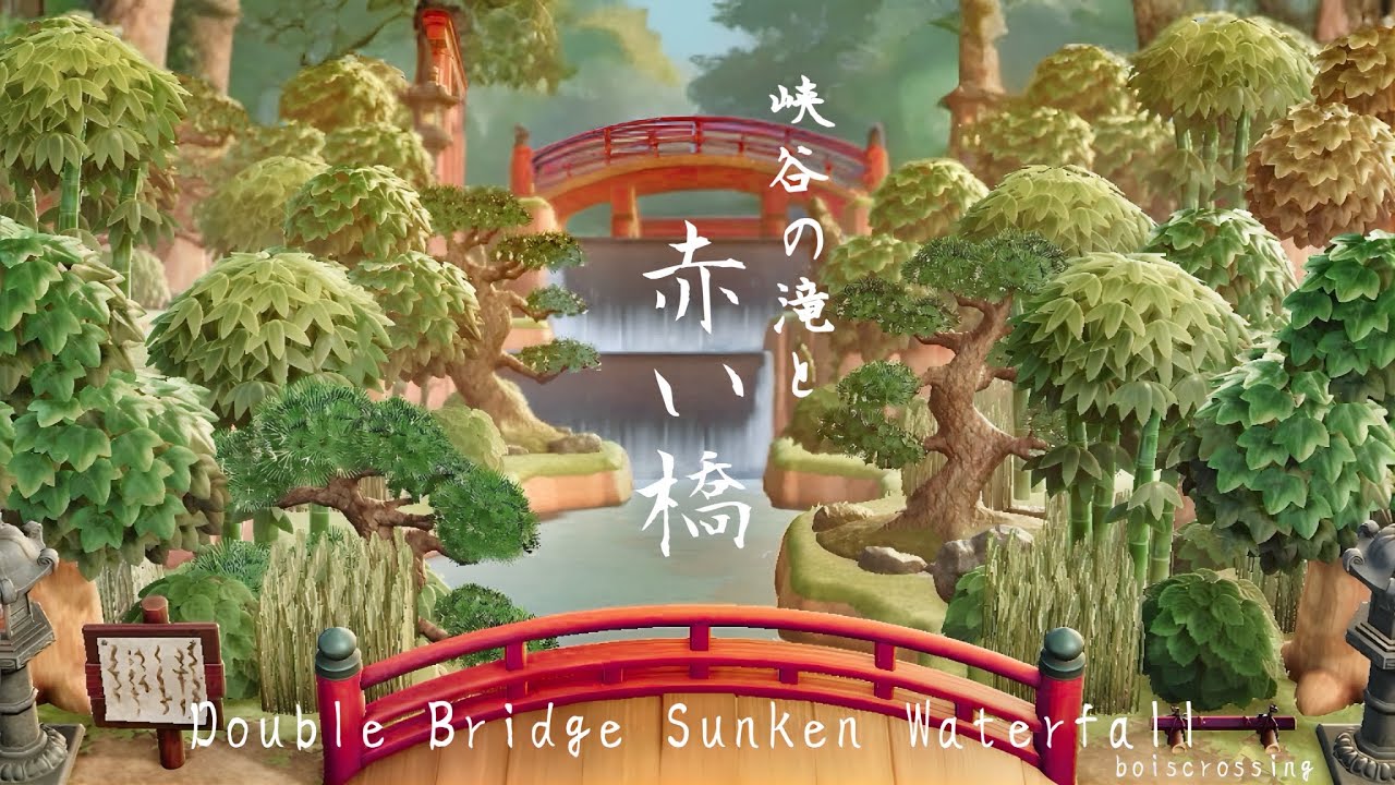 和風島 峡谷と橋 | Sunken Waterfall | Natural Japanese Island | Animal Crossing New Horizons | あつ森