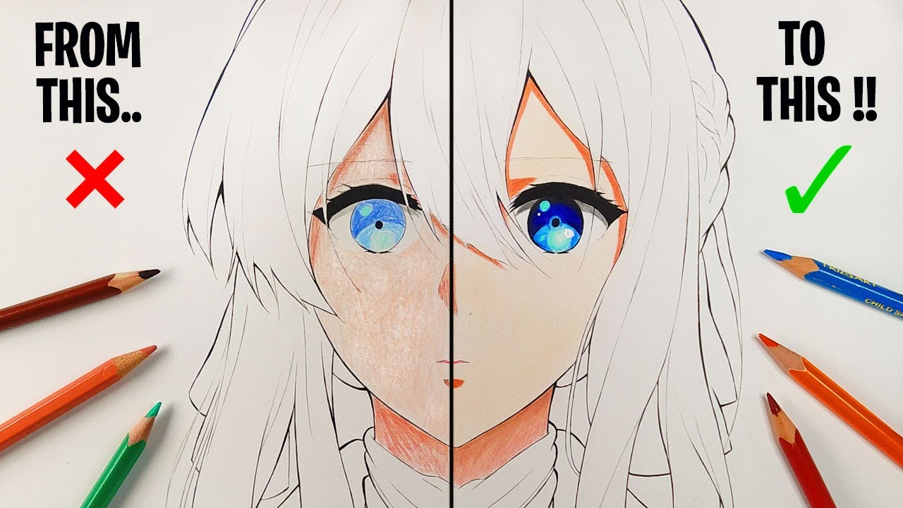 Learn to Draw a Cute Anime Girl with Colored Pencils  Anime Drawing for  Beginners  YouTube