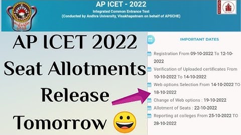 AP ICET 2022 Seat Allotments Release Tomorrow 😀//AP ICET 2022 Seat Allotments Order Latest update