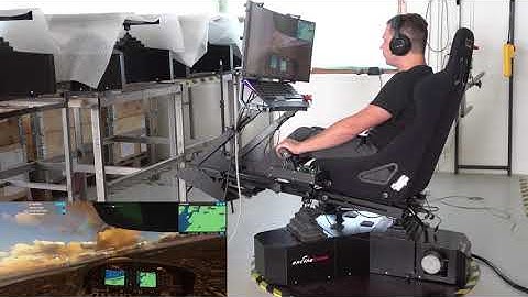 Microsoft Flight Simulator 2020 and the RacingCUBE motion simulator.
