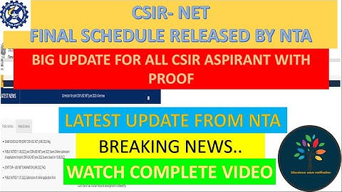 LIVE UPDATE FROM NTA: CSIR NET OFFICAL SCHEDULE RELEASED