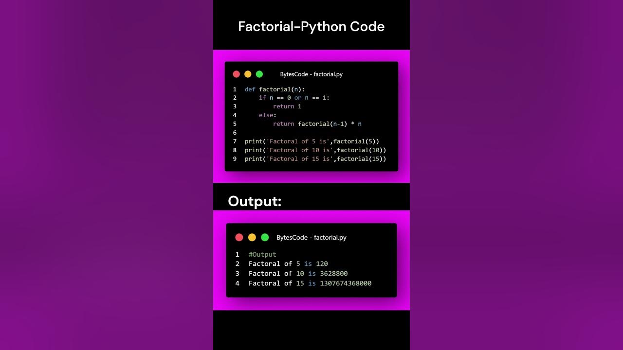 python program or code to find factorial | #python #code #factorials # ...