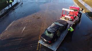 Cars are removed from M-43 viaduct after flooding recedes in Kalamazoo