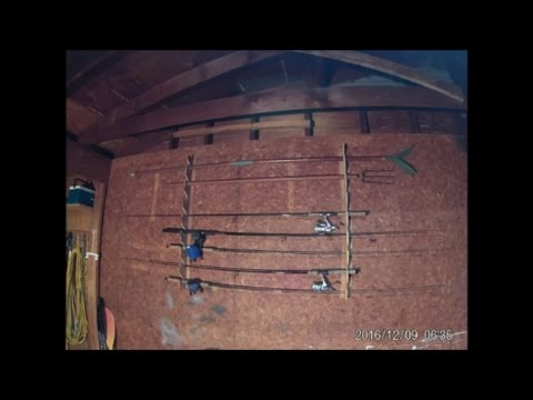 DIY wall mounted fishing rod holder and accessory rack 