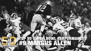 Marcus allen rushes for a super bowl-record 191 yards and 2 touchdowns
as the raiders defeat redskins in bowl xviii. subscribe to nfl c...
