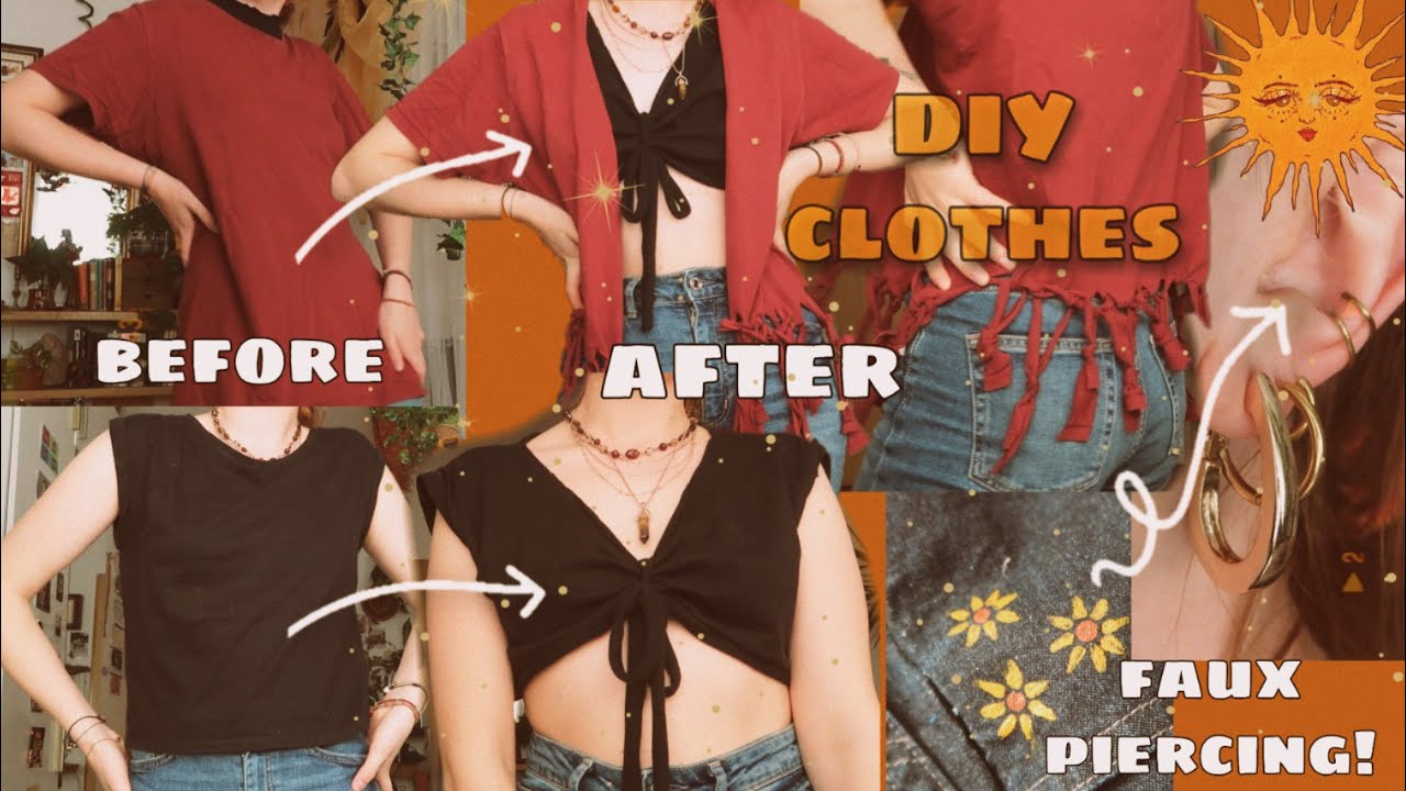 diy hippie clothes + faux piercing (no sewing!) 
