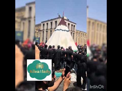 ظهر عاشورا مراسم آتش زدن خیمه تعزیه خوانی دسته عزاداری کربلاییها 