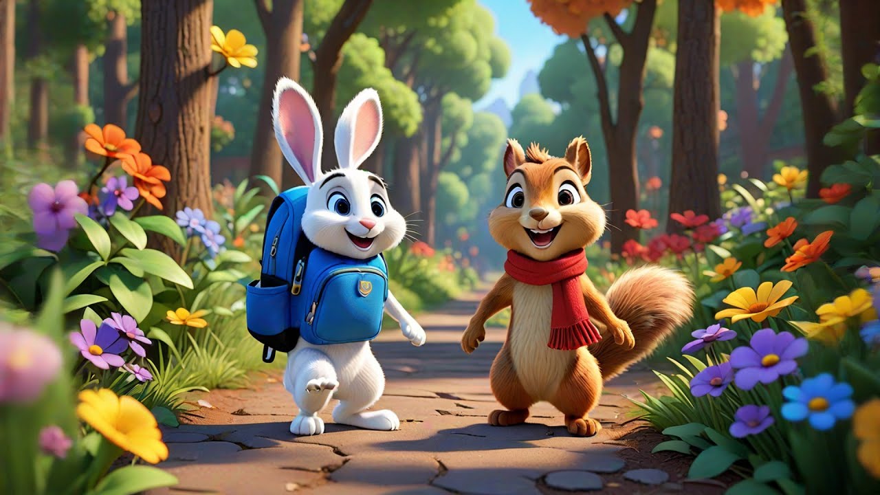 Ricky Rabbit Hops to School | Fun Animal Song for Kids | Toddler Rhymes and Learning