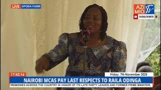 Emotional MOMENT at Opoda Farm as Nairobi MCAs Echo Raila’s Iconic Chant as Mama Ida Takes the Stage