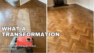 Parquet Floor Transformation  Herringbone Floor Sanding and Refinishing from start to finish